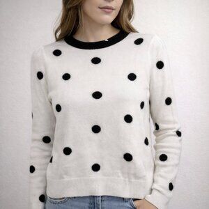 Embossed Polka Dot Long Sleeve Top Womens Size Small Sheer Knit